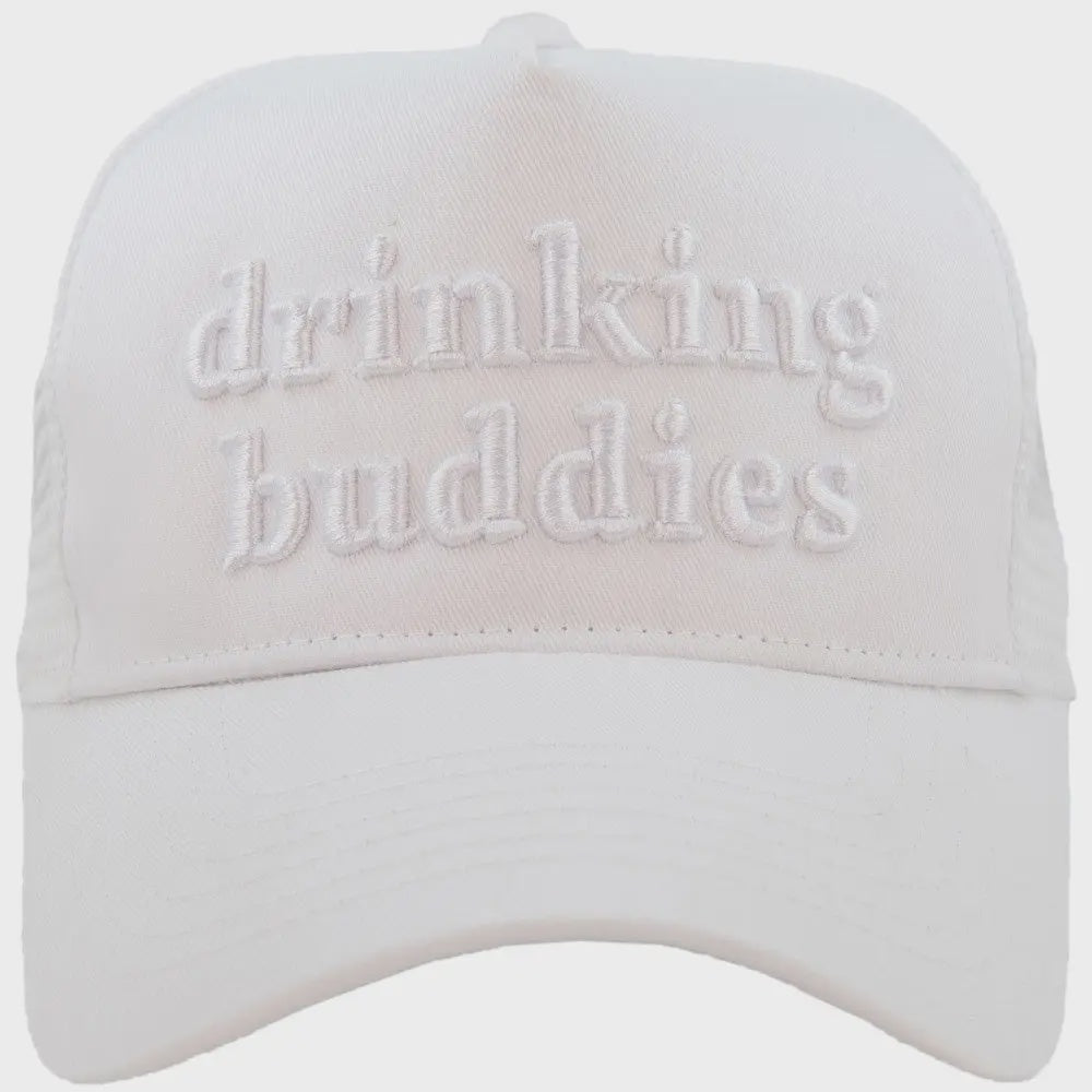 Drinking Buddies 3-D Embroidered Trucker Hat-White