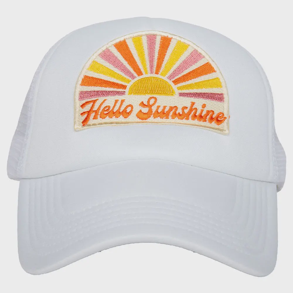 Hello Sunshine Foam Trucker Hat-White