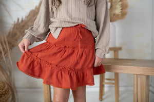 Girl's Rust Ruffled Skirt