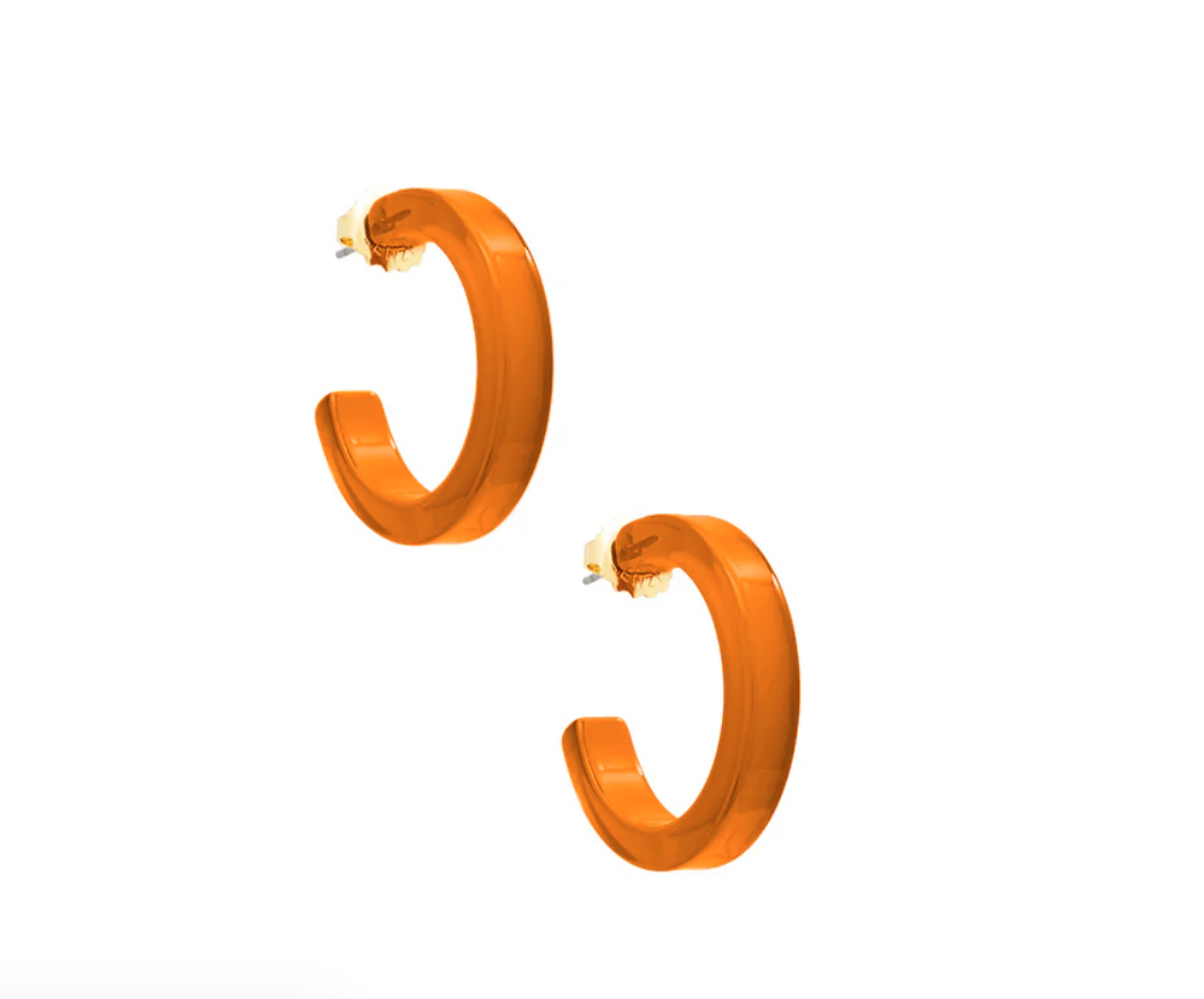 Small Resin Open Hoop Earring-Orange
