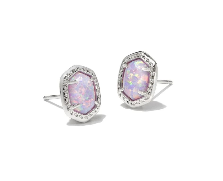 Daphne Framed Stud Earrings Rhod Lilac Opal
