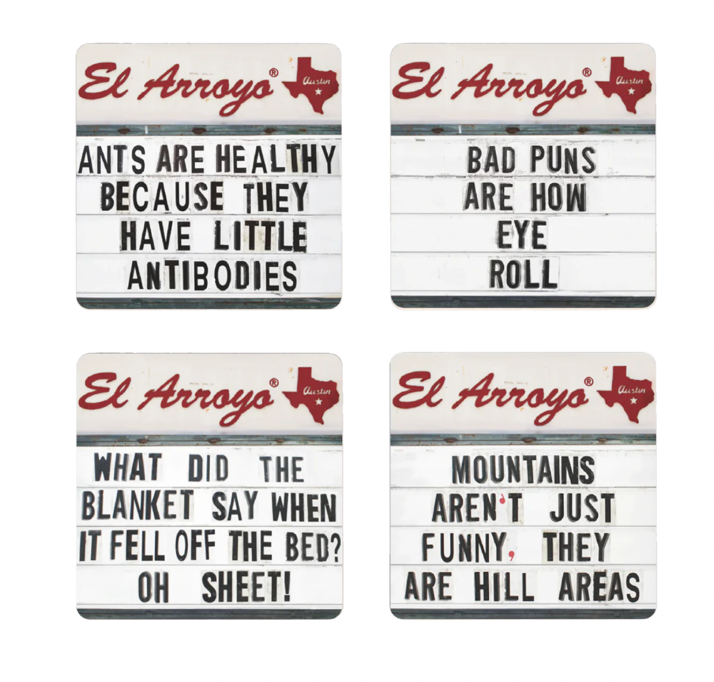 "Bad Pun's Are How Eye Roll" Coaster Set