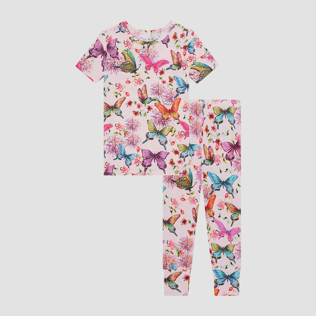 Posh Peanut Watercolor Butterfly - Short Sleeve Basic Pajama Set