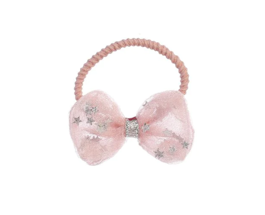Adorable Star Layered Tulle Elastic Hair Tie- Pink