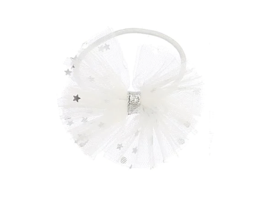 Adorable Star Layered Tulle Elastic Hair Tie- White