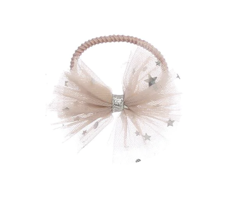 Adorable Star Layered Tulle Elastic Hair Tie- Mauve