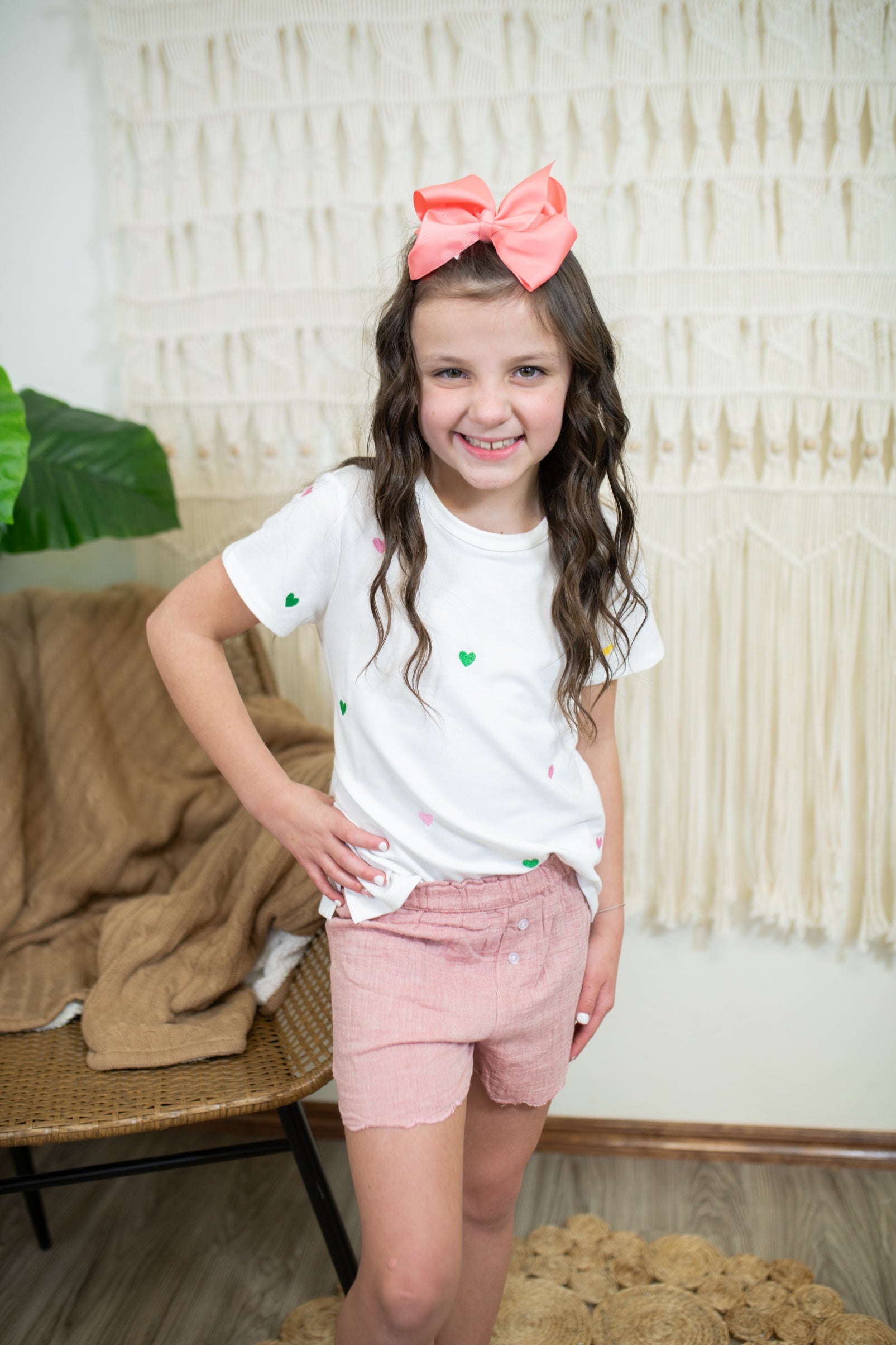 Girls SS Top with Hearts