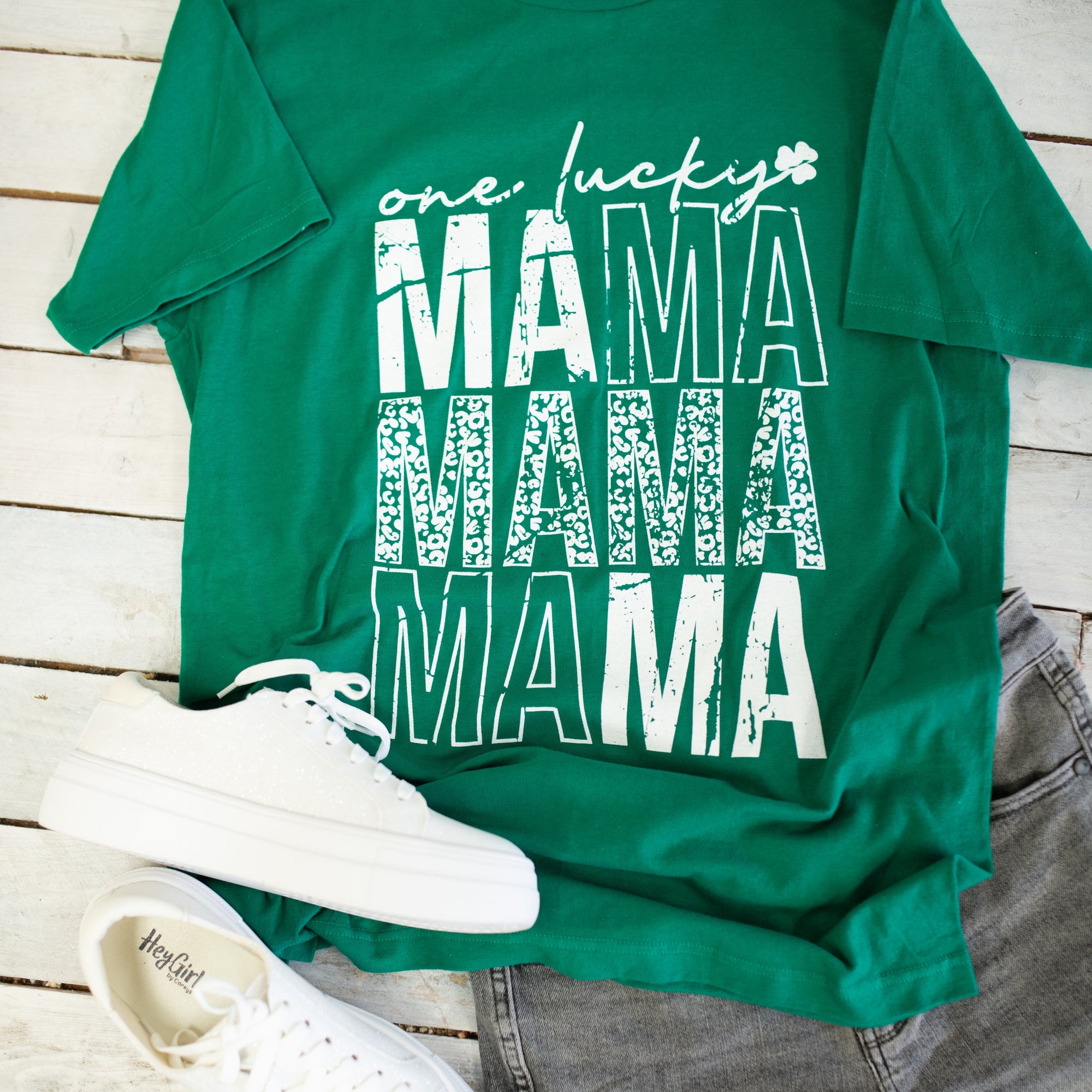 One Lucky Momma Short Sleeve Graphic Tee