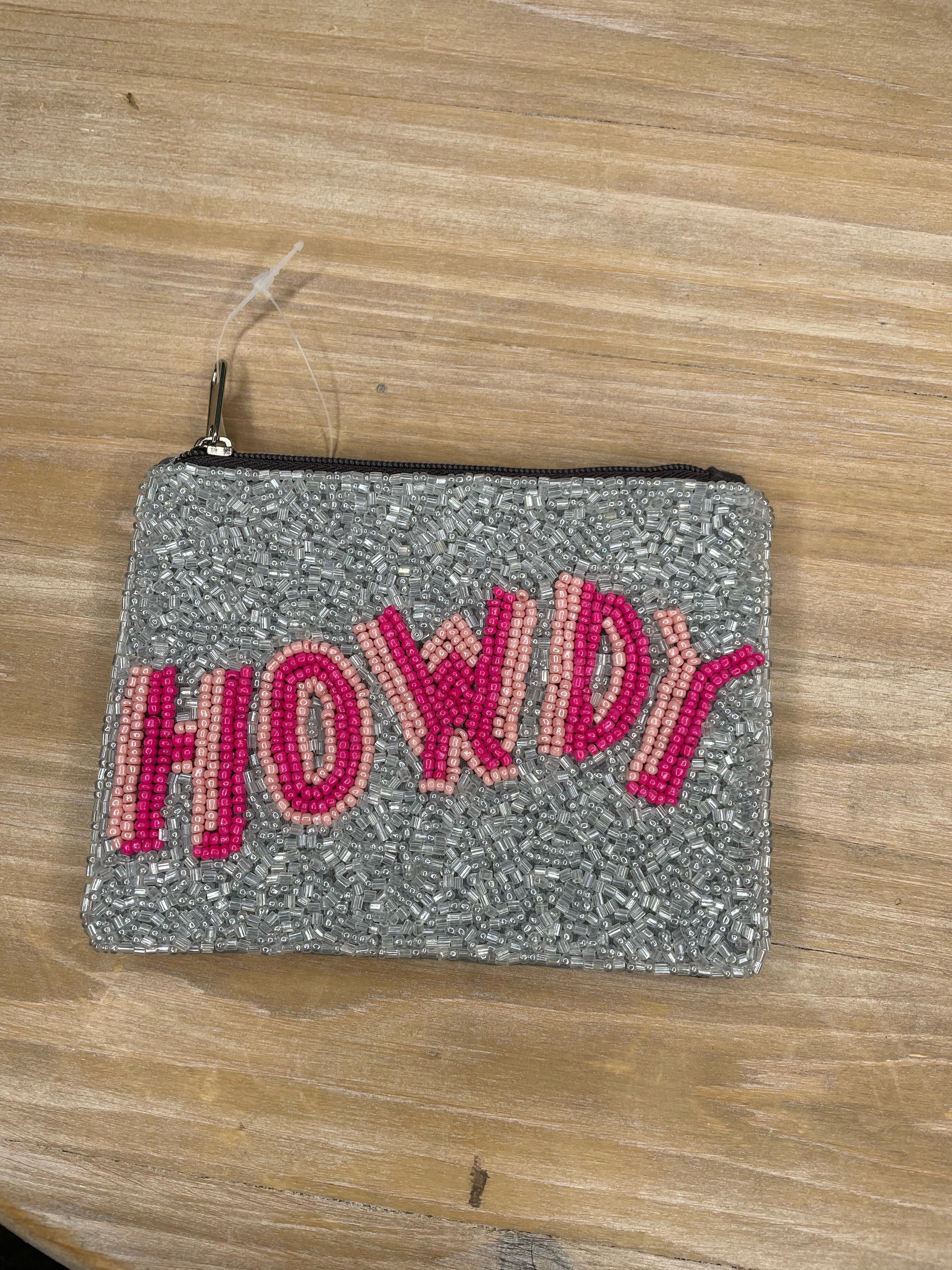 Beaded "Pink Howdy" Coin Purse