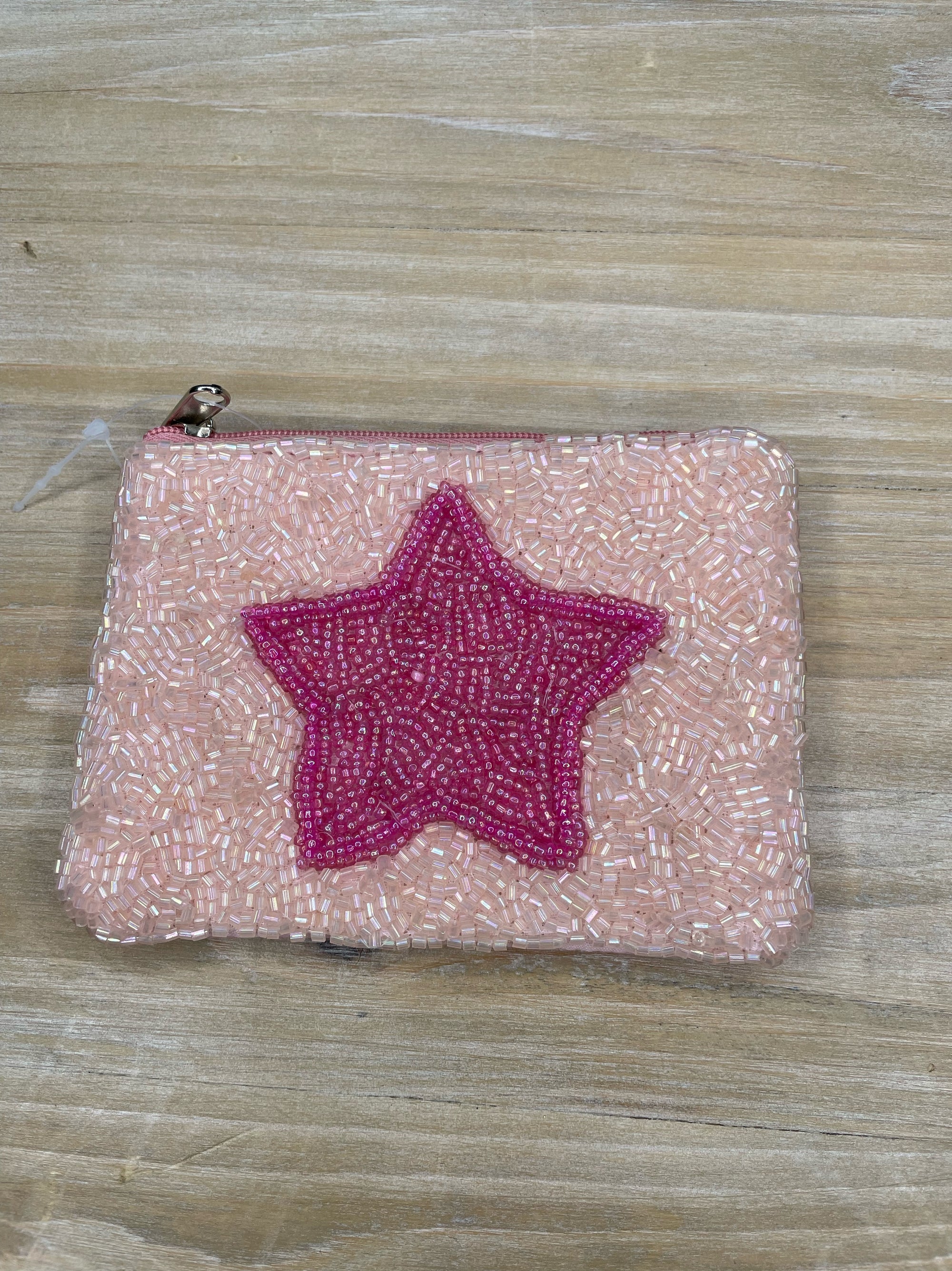 Beaded "Pink Star" Coin Purse