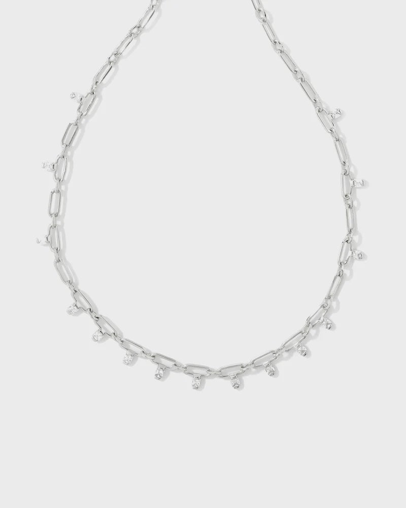 Lindy White Rhod Crystal Chain