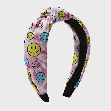 Smiley Tie Dye Knot Headband
