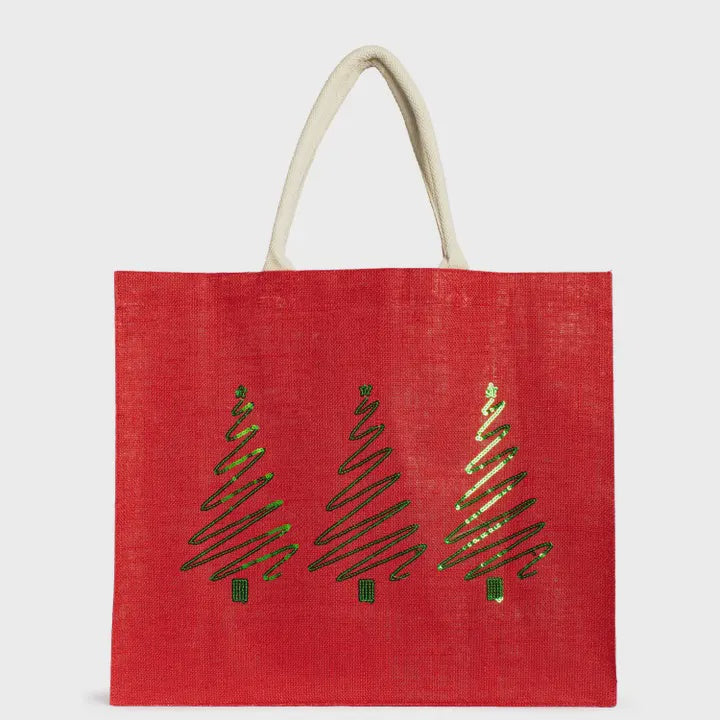 Christmas Tree Sequin Tote 22x19x8