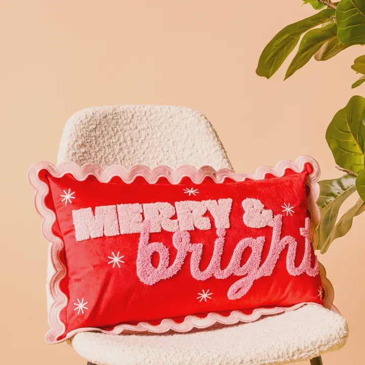 Scalloped Rectangle Throw Pillow Merry & Bright