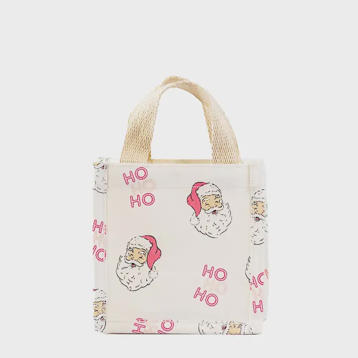 Hohoho Santa Mini Gift Tote White/Pink 6x6x4