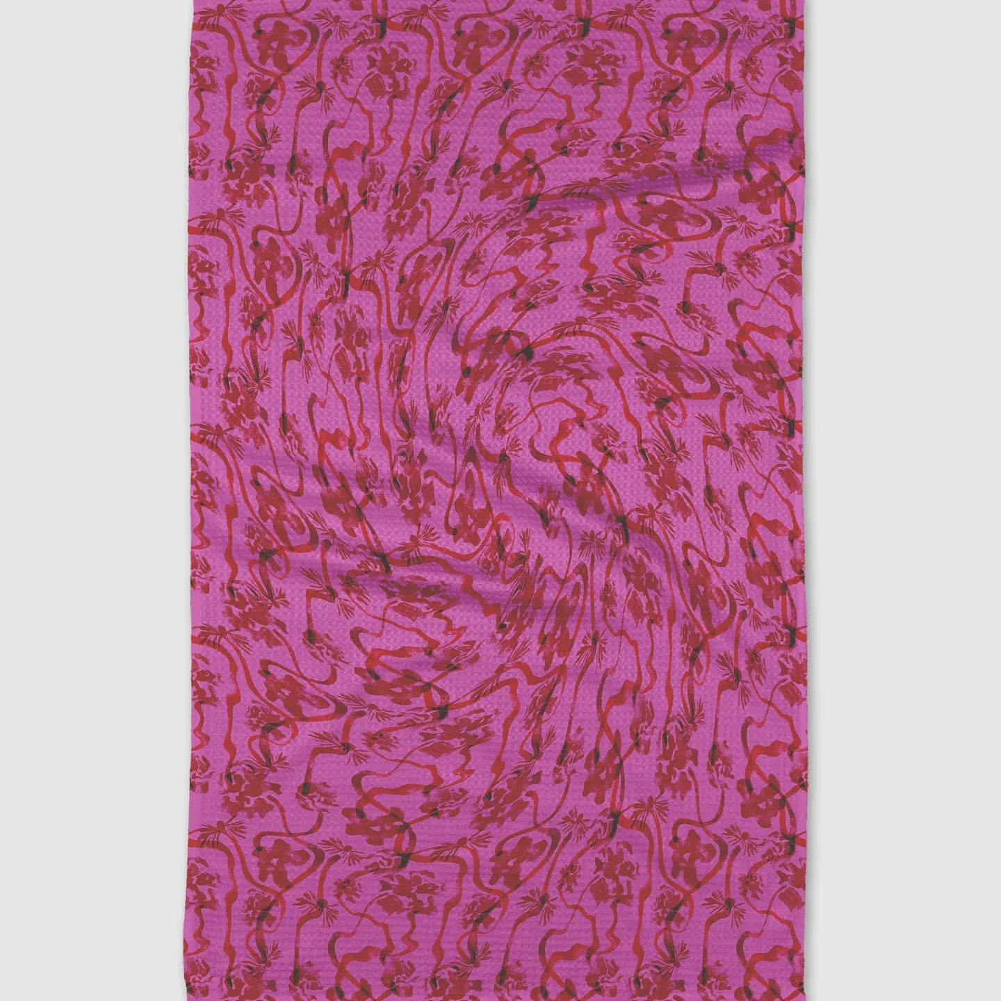 Floral Swirl Pink Tea Towel