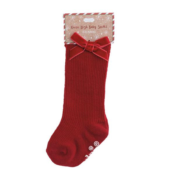 Tall Red Bow Socks 0-12 Months