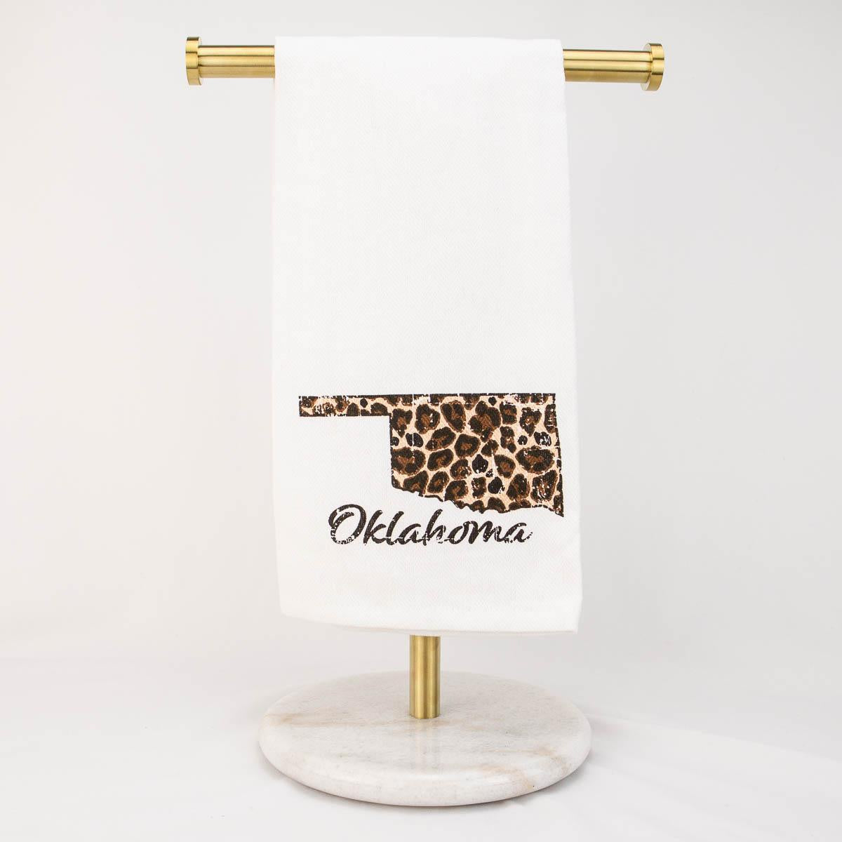 Oklahoma Hand Towel White and Leopard