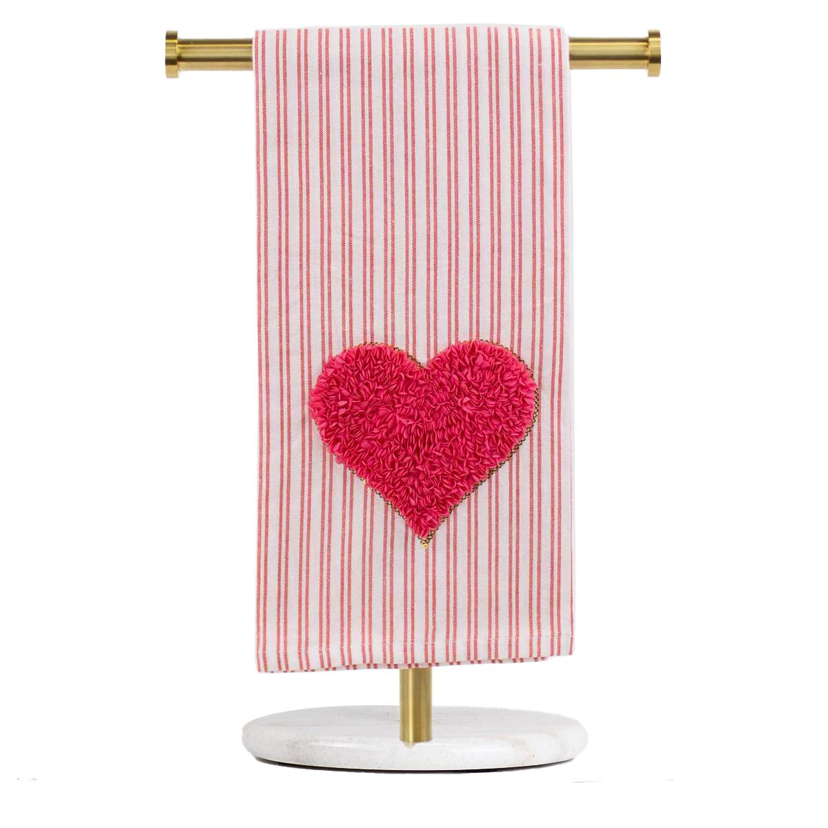 The Royal Standard Heart to Heart  Hand Towel-White Pink