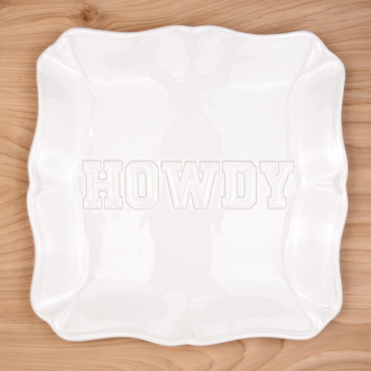 The Royal Standard Howdy Embossed White Square Platter