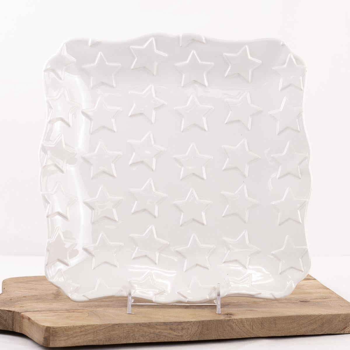 The Royal Standard Star Embossed White Square Platter