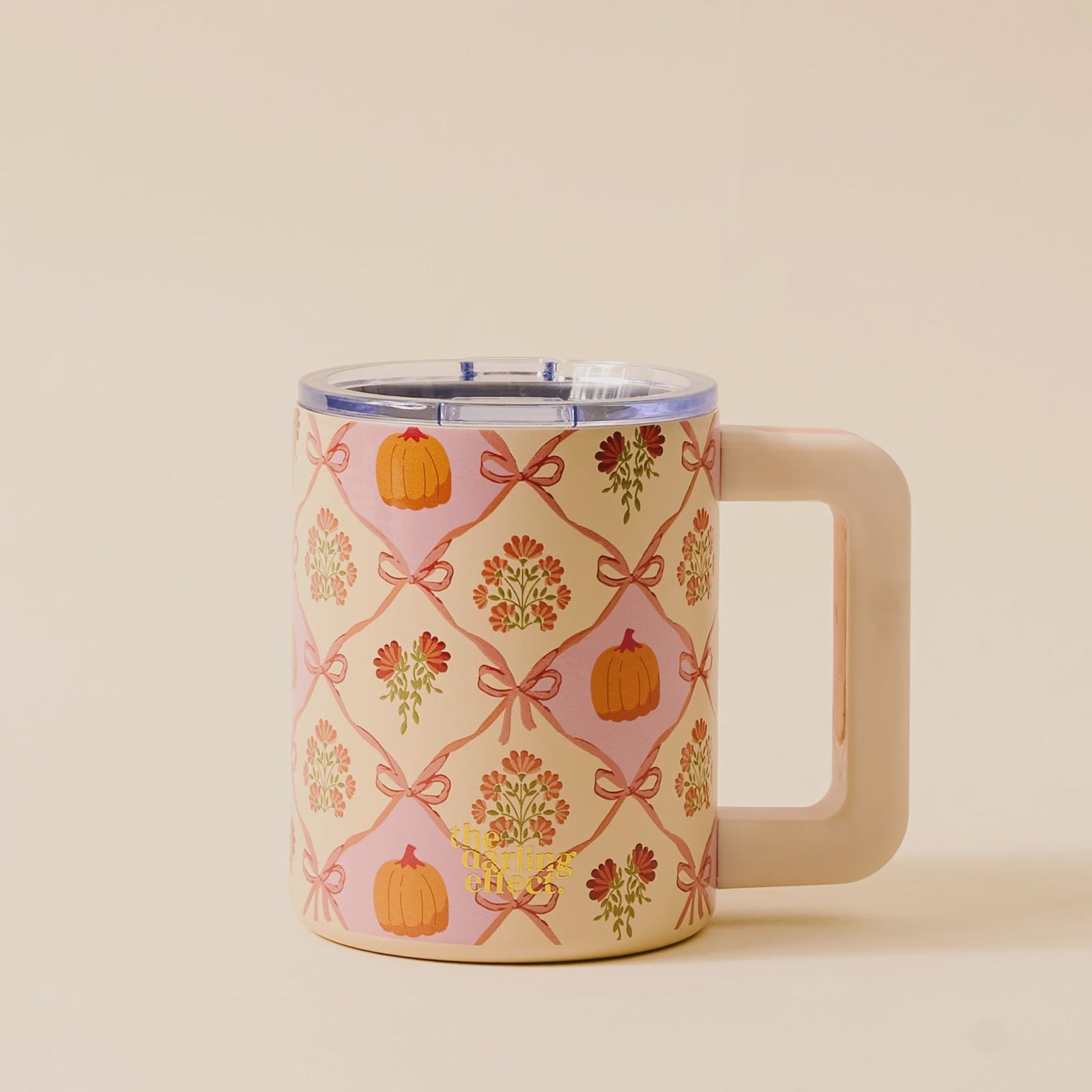 the darling effect Insulated 14oz Mug-Patchwork Pumpkins