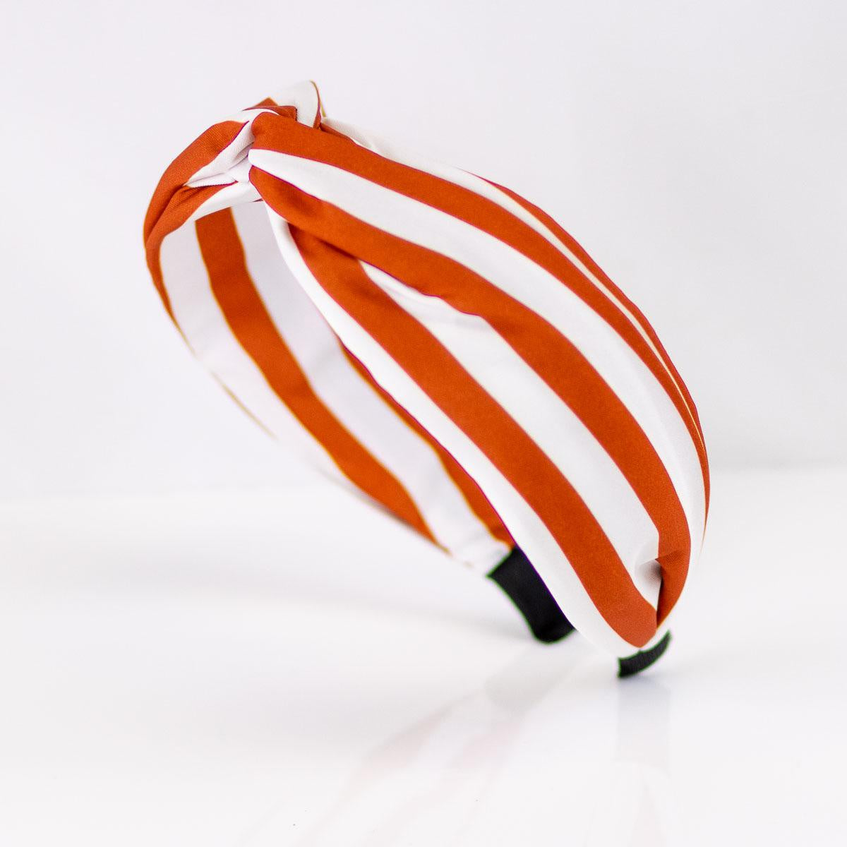 Stripe Twisted Headband White and Red