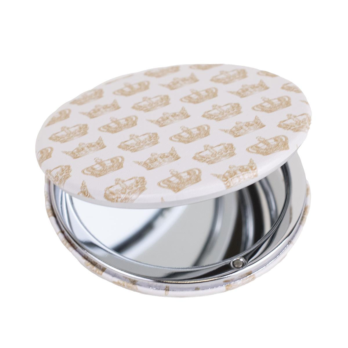 Elizabeth Crown Pocket Mirror Soft White and Light Gold