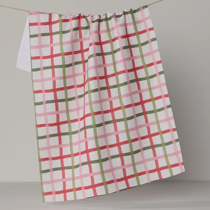 Festive Plaid Kitchen Tea Towel