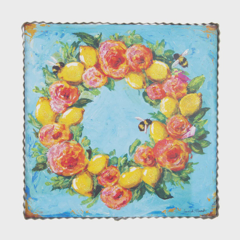 "Lemon Rose Wreath" Metal Gallery Picture
