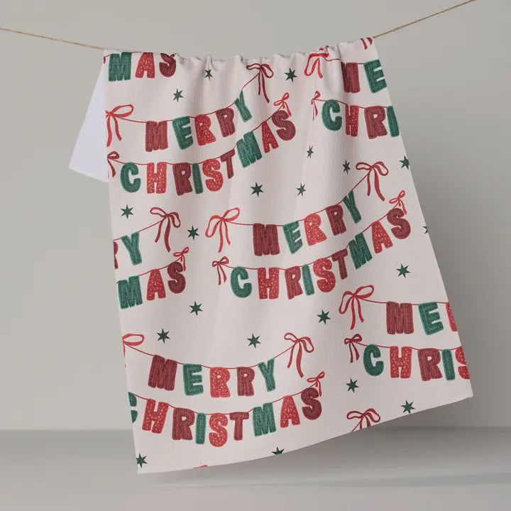 Christmas Banner Kitchen Tea Towel