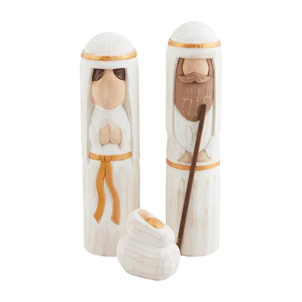 Carved Wood Nativity Sitter Set