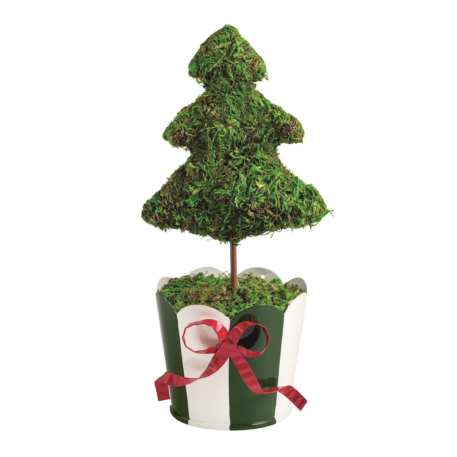 Green Stripe Christmas Tree Topiary