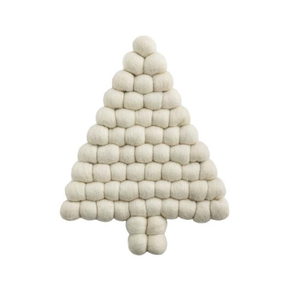 White Tree Felted Pom Trivet