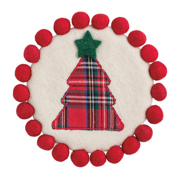 Tree Christmas Felted Trivet