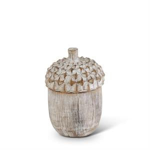 Whitewashed Resin Acorn Lidded Container Medium