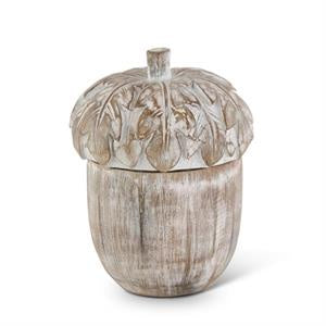 Whitewashed Resin Acorn Lidded Container Large