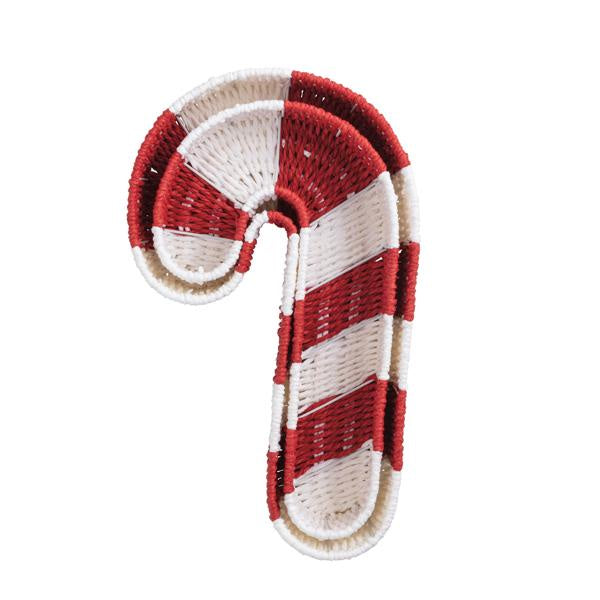 15" Candy Cane Woven Basket