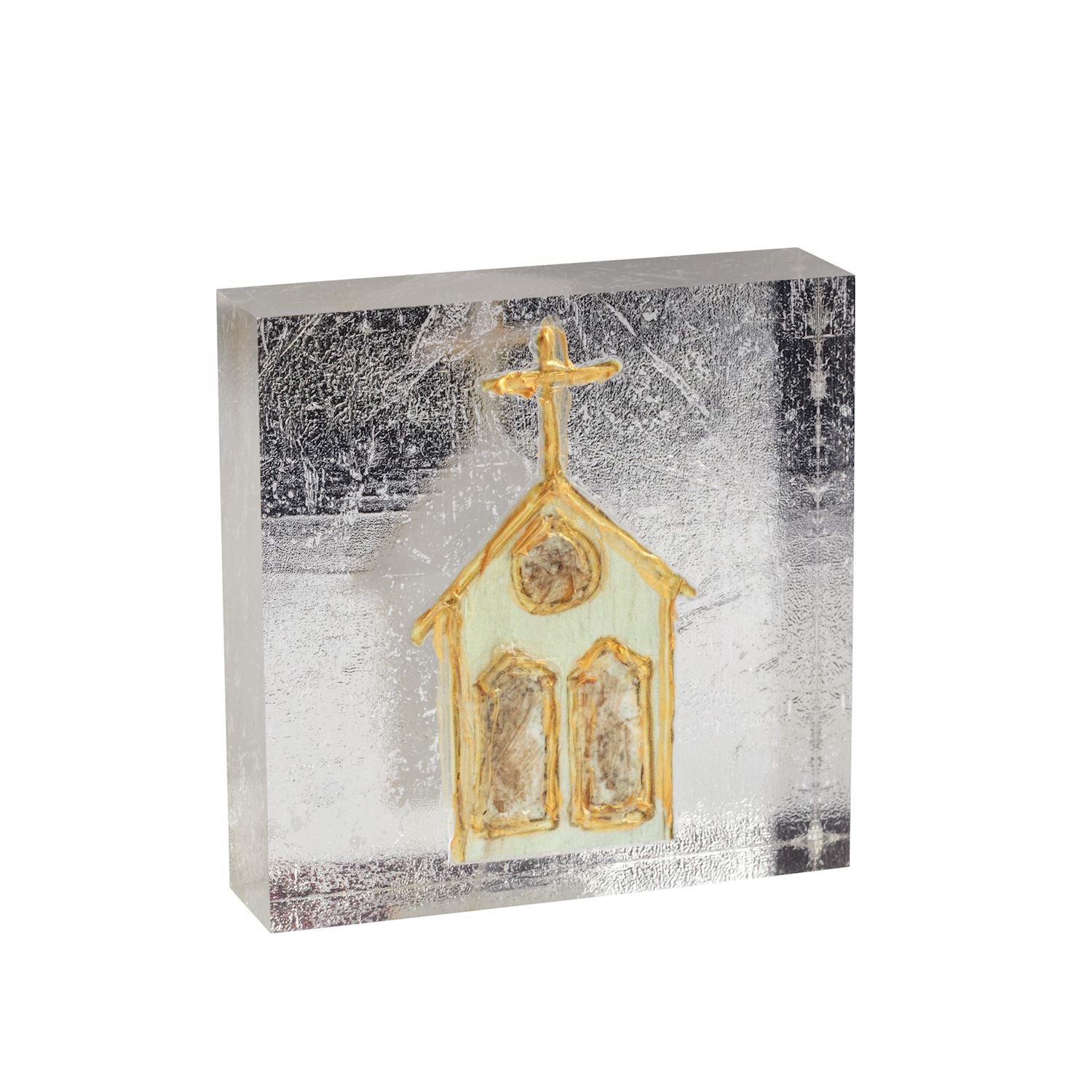 Church Acrylic Gold & Silver Plaque