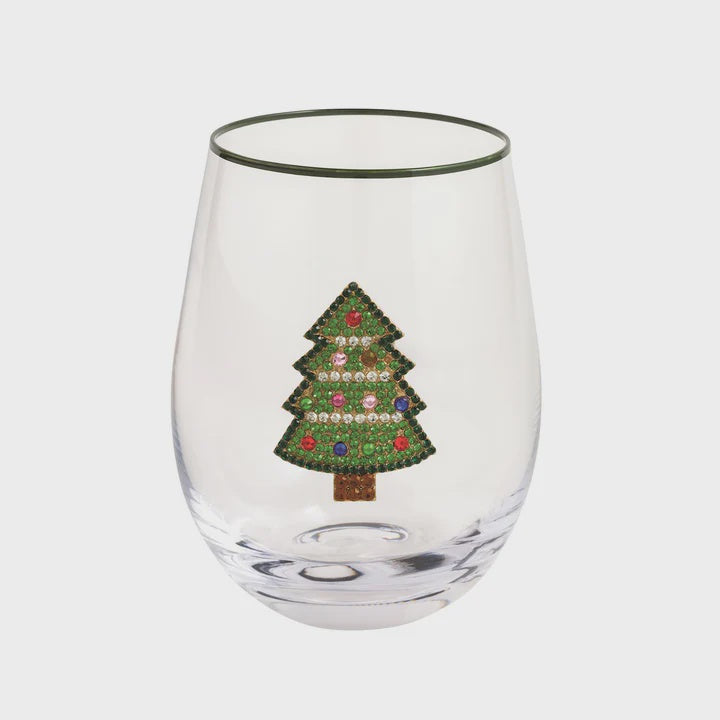 Christmas Tree Beaded Wine Glass