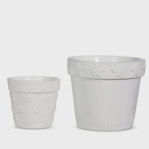 Raz 7.25" Stars and Stripes Planters-White Large