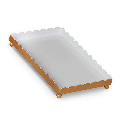 Raz 14" White and Gold Metal Tray