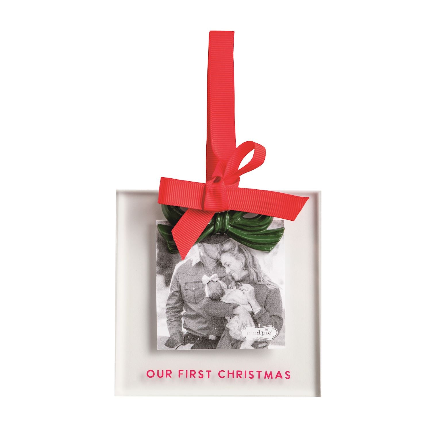 Green Bow Photo Ornament