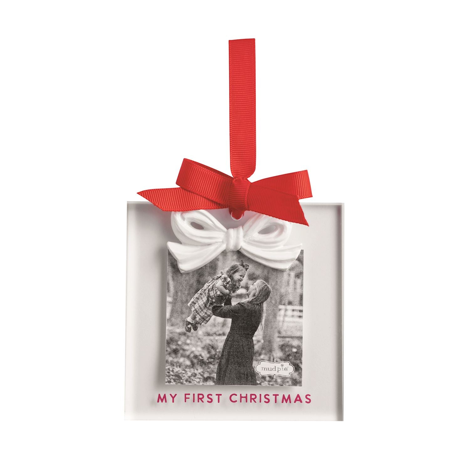 White Bow Photo Ornament