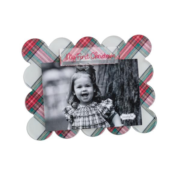 My First Christmas White Acrylic Tartan