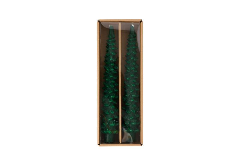 Green Christmas Tree Taper Candle