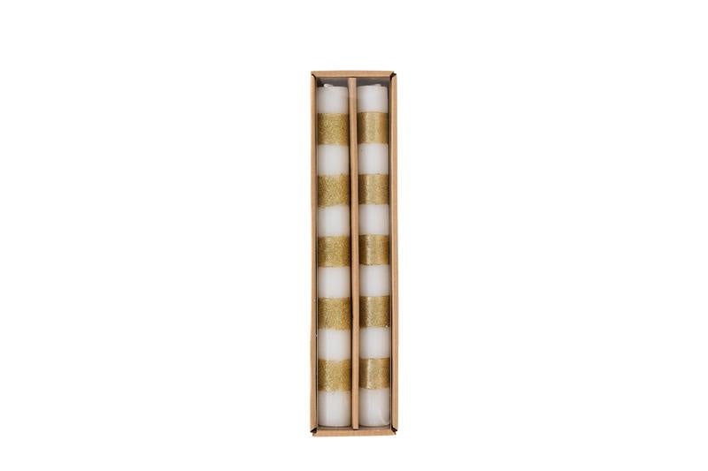 Gold Stripe Christmas Taper Candle