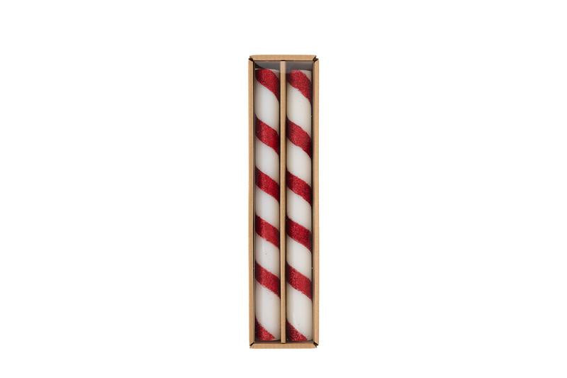 Red Stripe Christmas Taper Candle