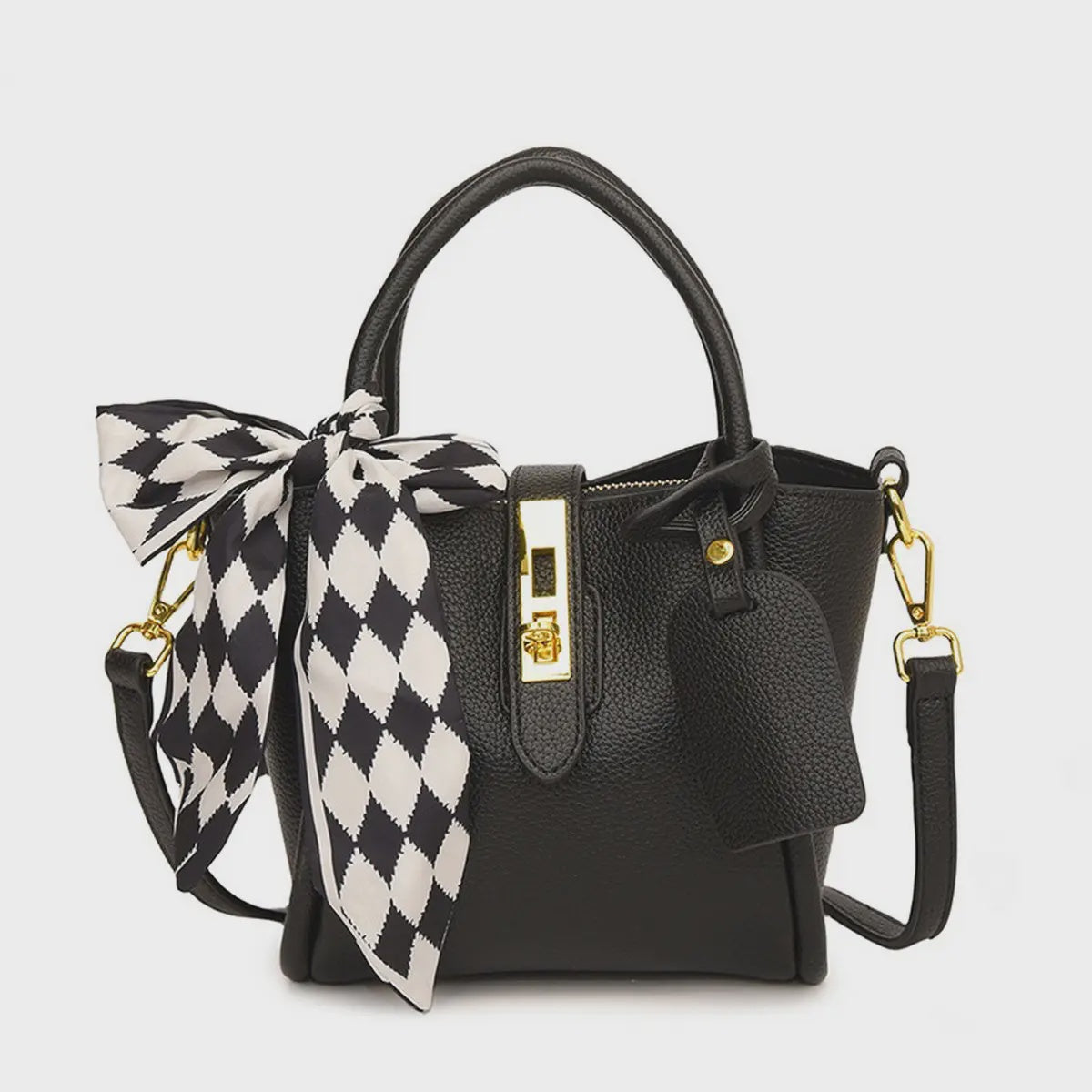 Silk Scarf Bucket Bag Black