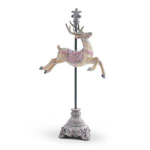 Glittered Resin Finial Reindeer 17"
